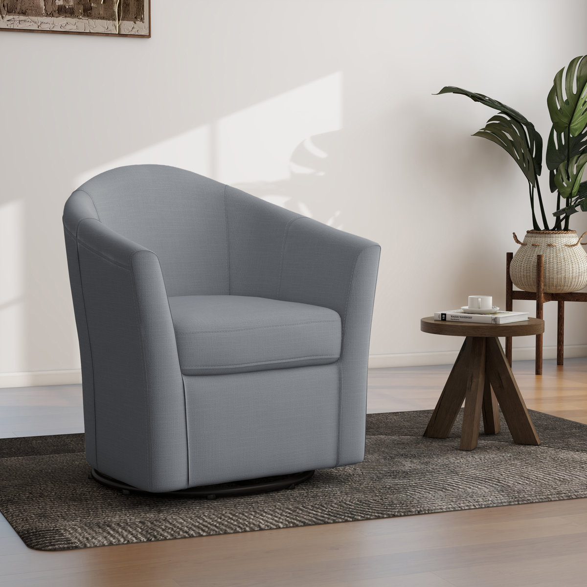 Aunna Upholstered Swivel Barrel Chair